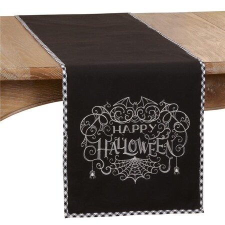 Saro Lifestyle SARO 4166.BK1472B Table Runner with Happy Halloween Design 4166.BK1472B